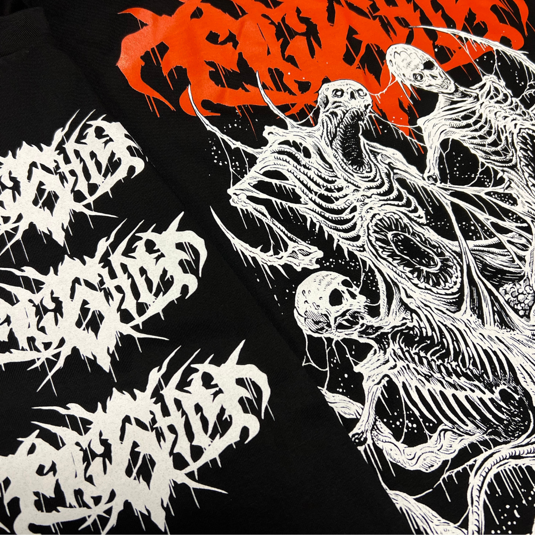 Hoodie with Death Metal tattoo inspired design with a heavy metal script eightysix logo