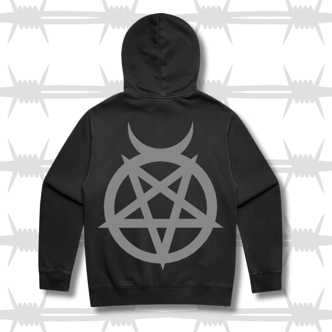 Pentagram Relaxed Fit Hood - Faded Black