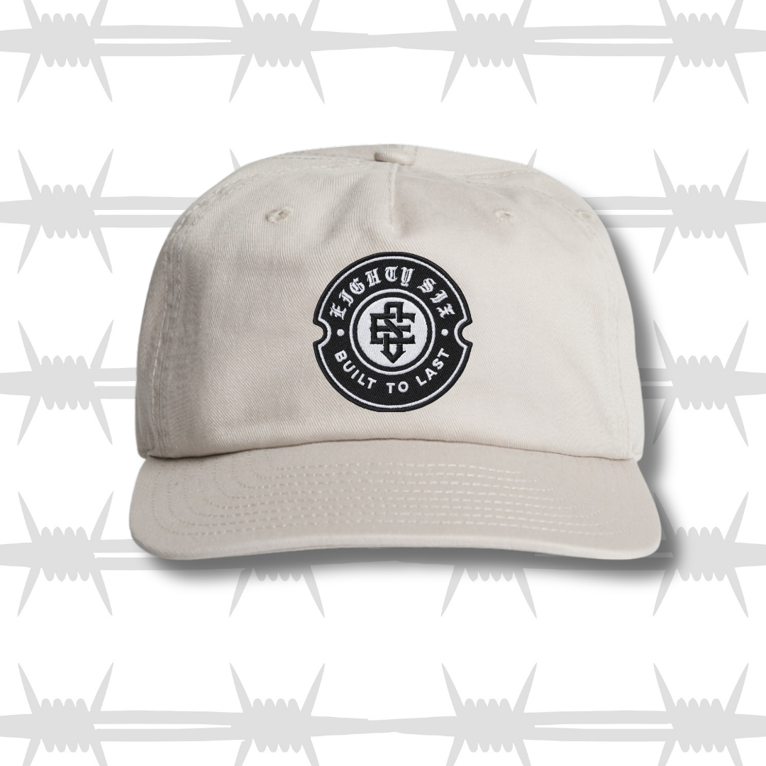 Black work cap with embroidered crest eightysix logo