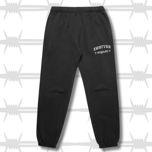 The eightysix originals joggers in faded black with a white embroidered eightysix originals logo