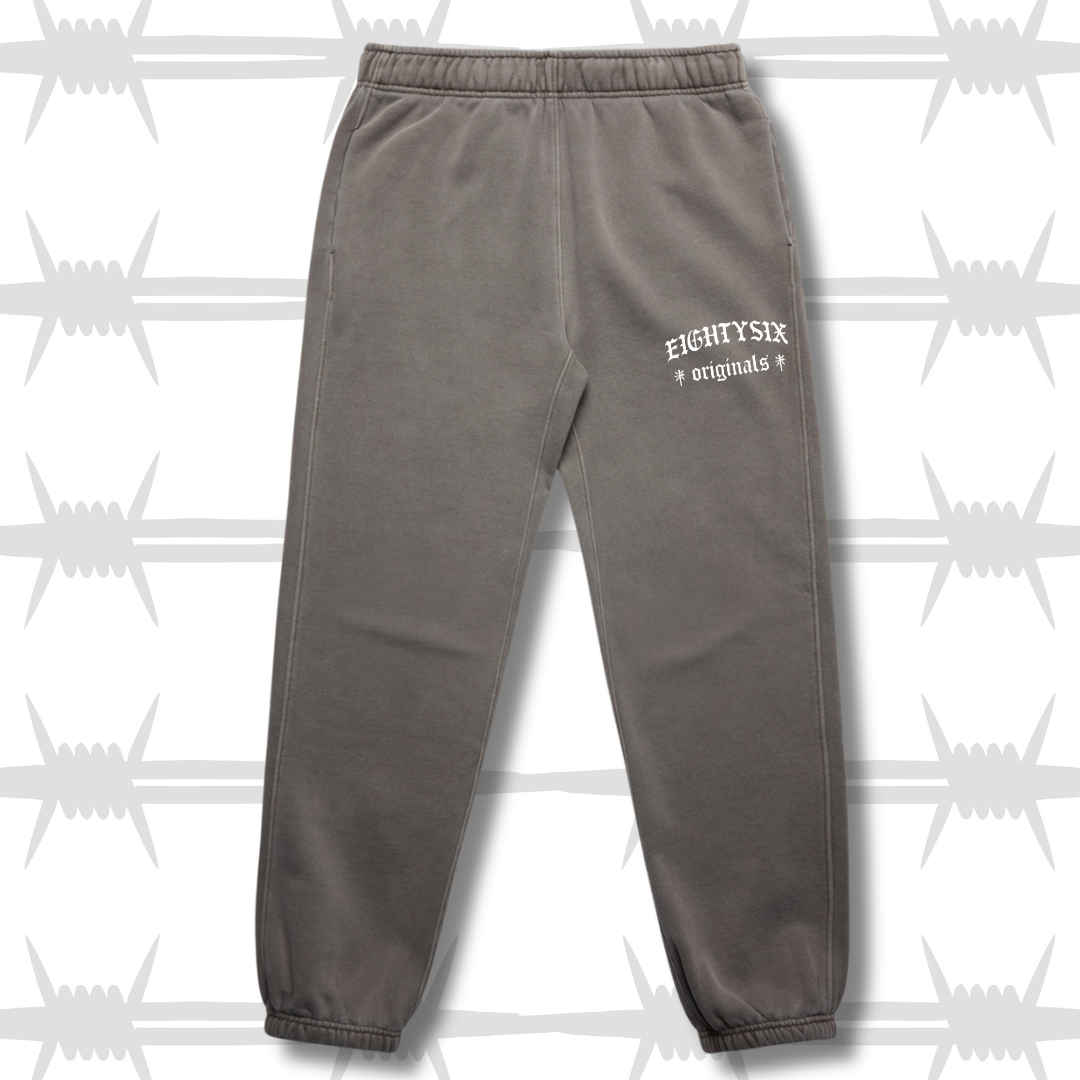 The eightysix originals joggers in faded grey with a white embroidered eightysix originals logo