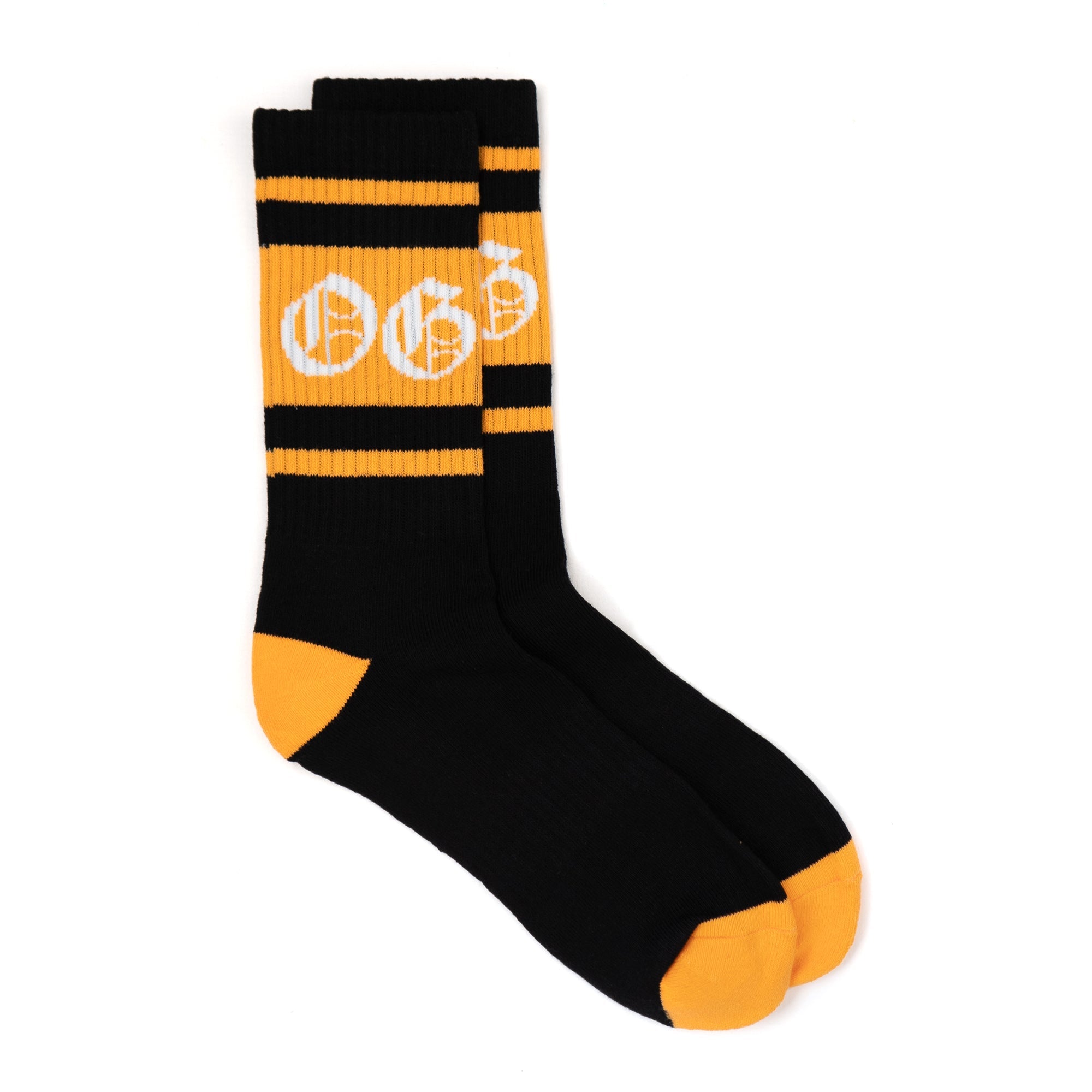 black OG sock with tangerine stripe and OG logo