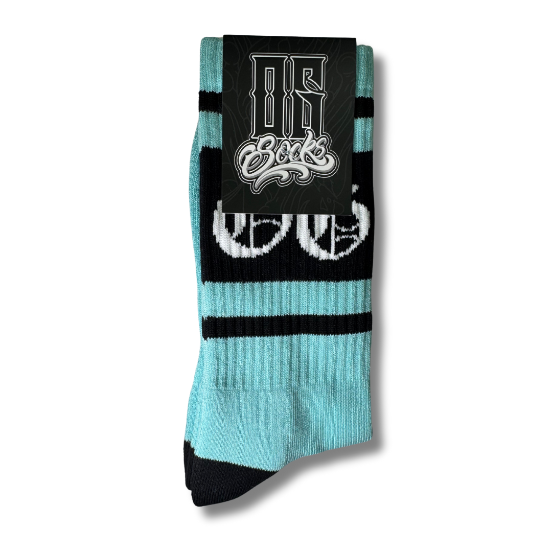 Spearmint OG sock with black stripes and a white OG logo