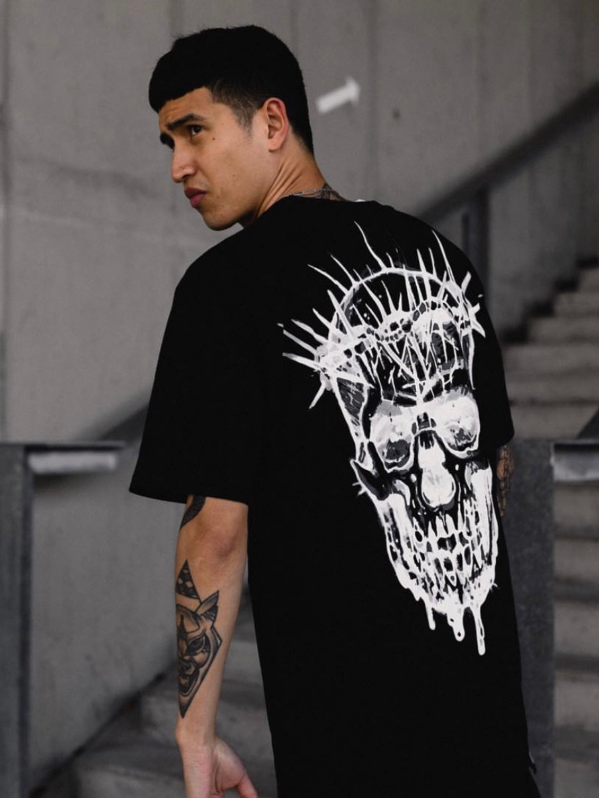 Black Metal Skull Tee - Black - Sample